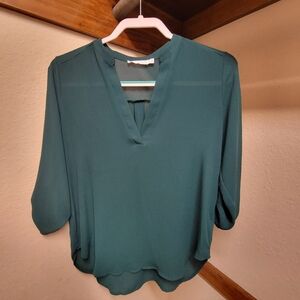 Lush small emerald green sheer blouse